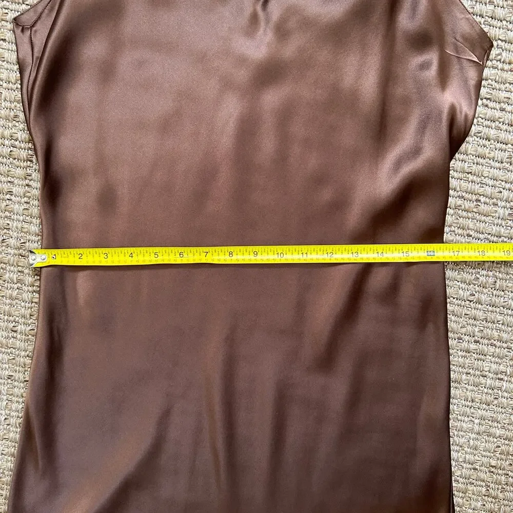 Vintage Chocolate Brown Silk Slip Dress - Picture 7 of 10